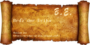 Bröder Erika névjegykártya